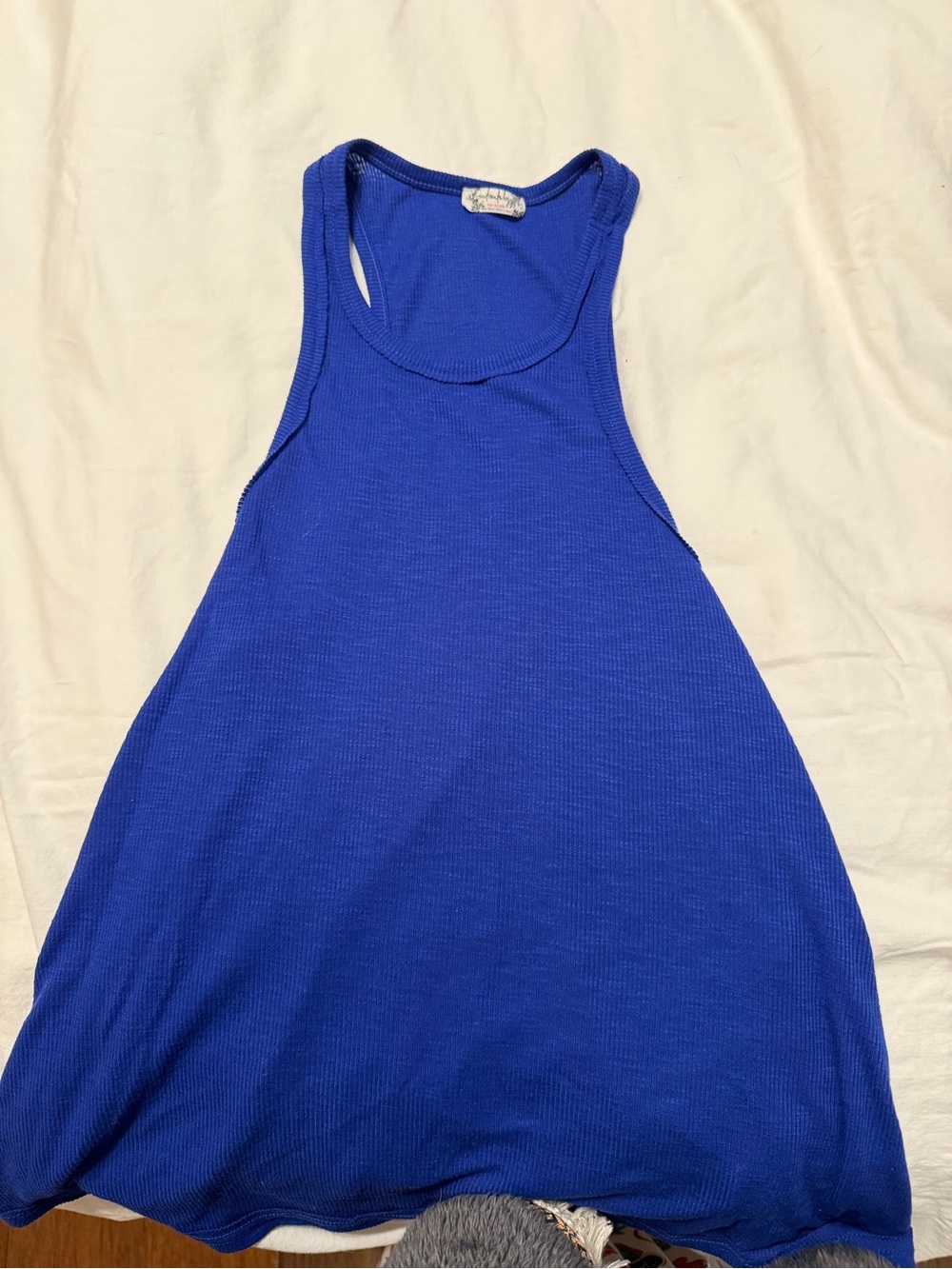Free People Royal Blue Ribbed Racerback Tank